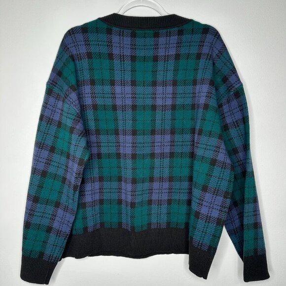 Ann Taylor Crew Neck Sweater Size XL Plaid Rainforest Relaxed fit - Picture 3 of 11